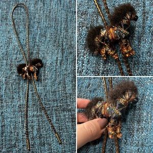 RARE Unique Handmade Horse Bolo Tie Beaded Western One of a Kind Copper